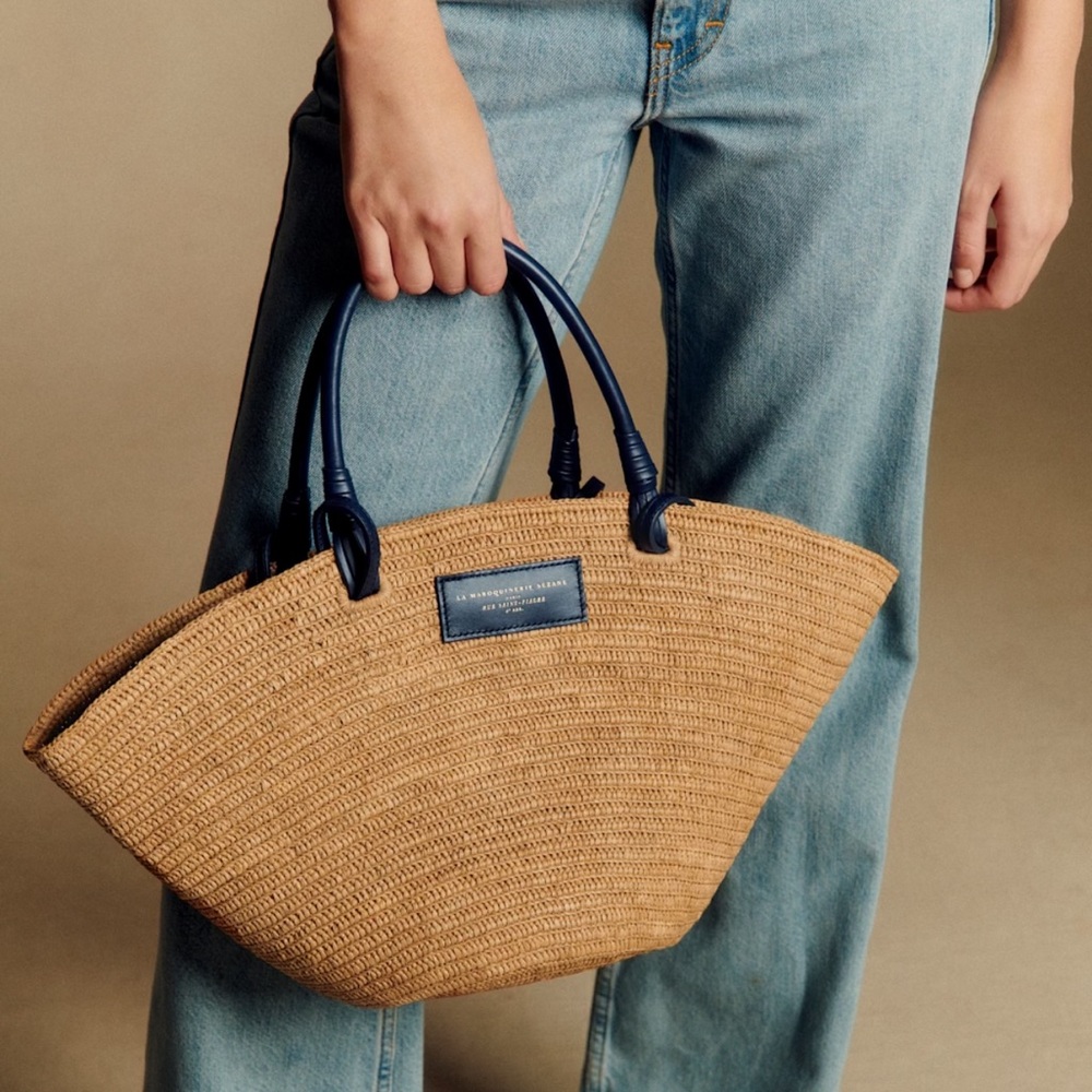 Sezane Justine Basket bag with navy - Picture 11 of 14